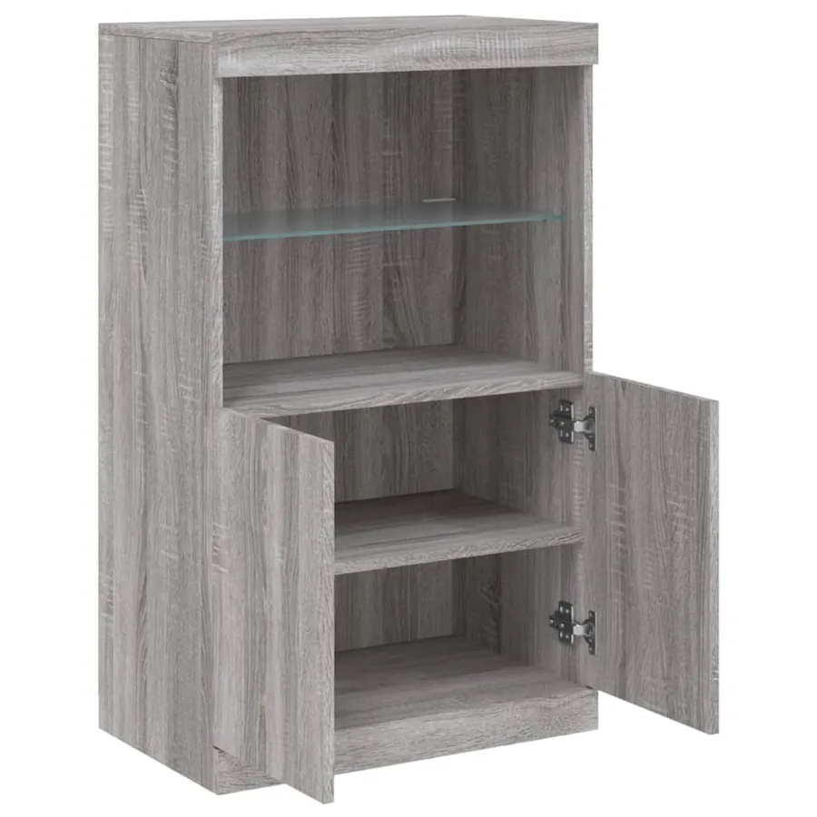 Buffet avec lumières LED sonoma gris 60,5x37x100 cm - 7