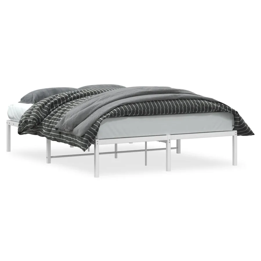 Cadre de lit métal sans matelas blanc 140x200 cm - 2
