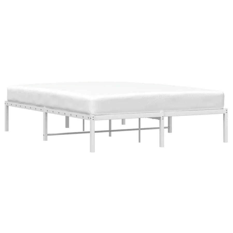 Cadre de lit métal sans matelas blanc 140x200 cm - 3