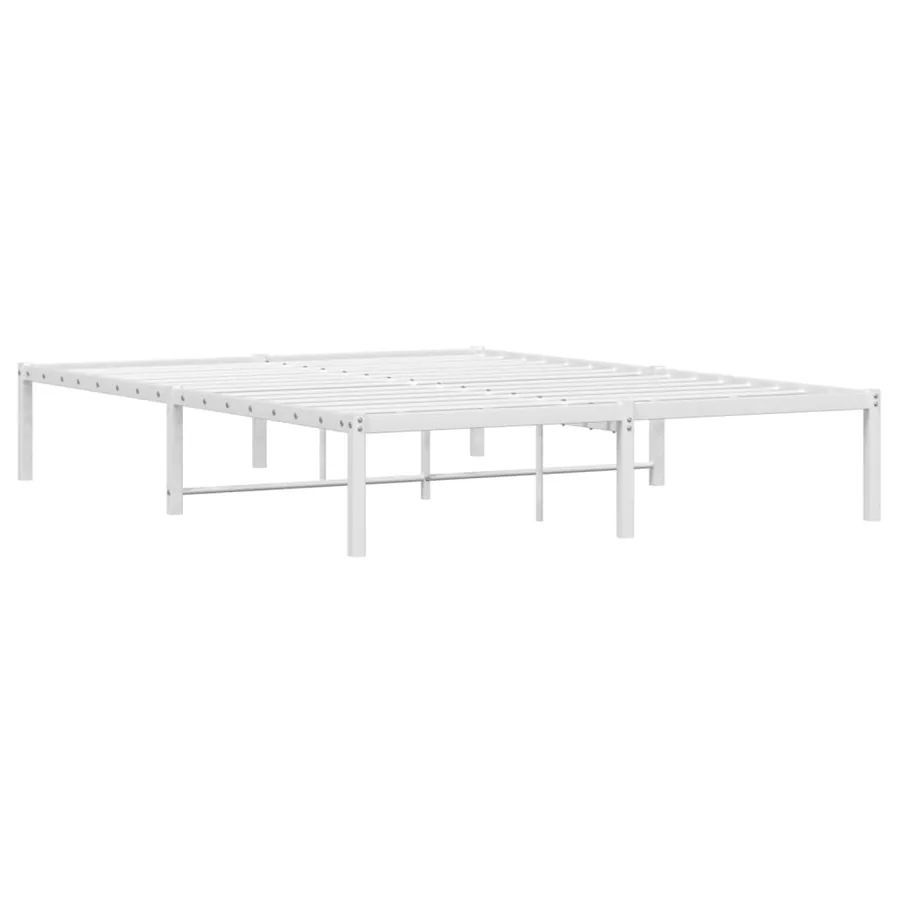 Cadre de lit métal sans matelas blanc 140x200 cm - 4