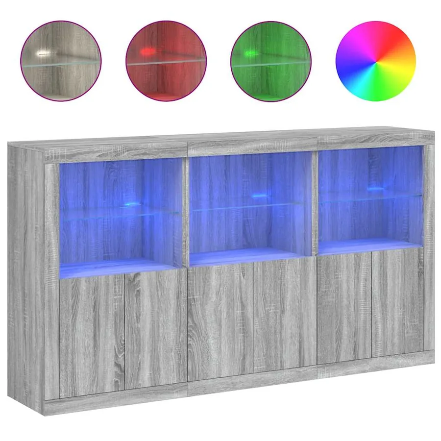 Buffet avec lumières LED sonoma gris 181,5x37x100 cm - 2