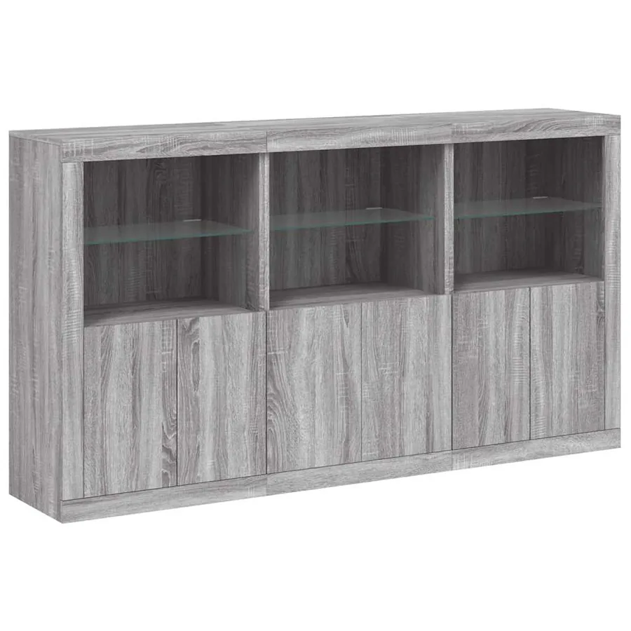 Buffet avec lumières LED sonoma gris 181,5x37x100 cm - 3