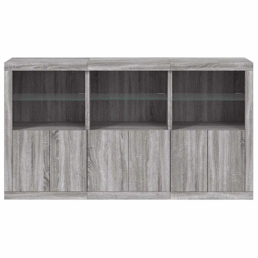 Buffet avec lumières LED sonoma gris 181,5x37x100 cm - 6