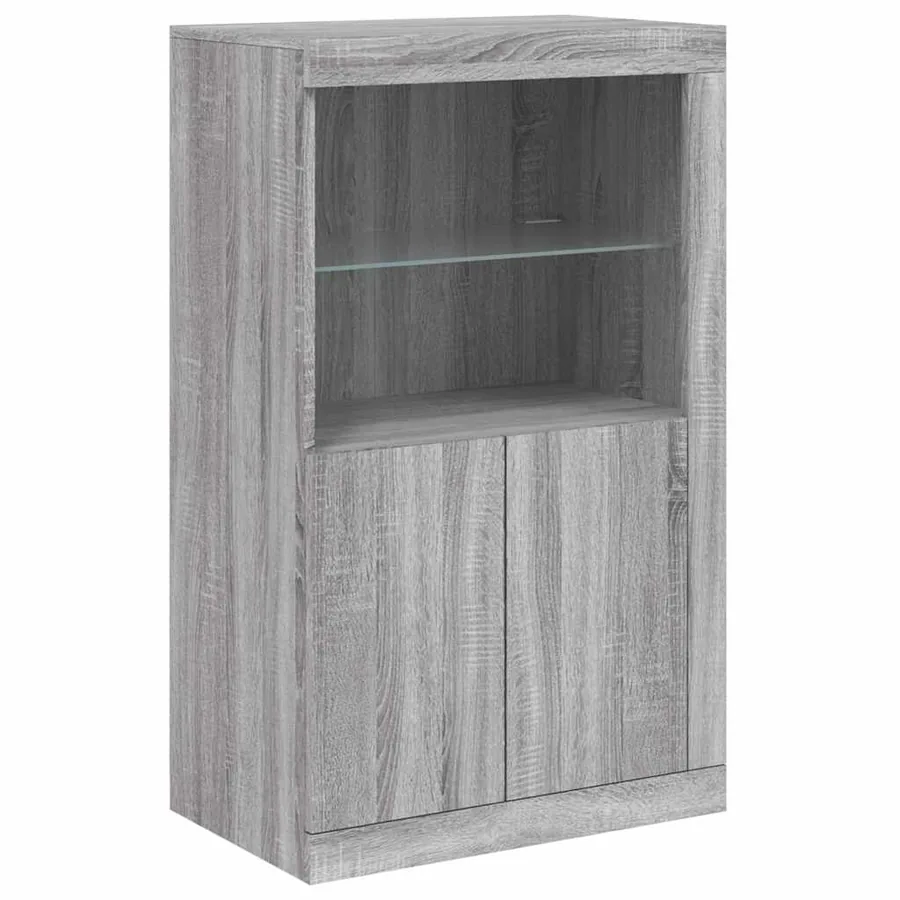 Buffet avec lumières LED sonoma gris 181,5x37x100 cm - 9
