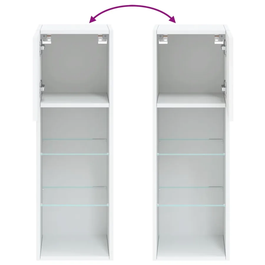 Meubles TV avec lumières LED 2 pcs blanc 30,5x30x90 cm - 12