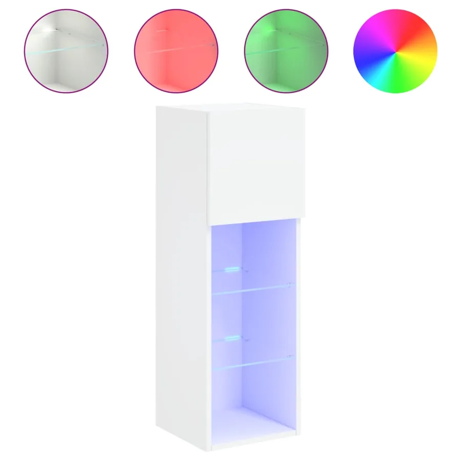 Meubles TV avec lumières LED 2 pcs blanc 30,5x30x90 cm - 6