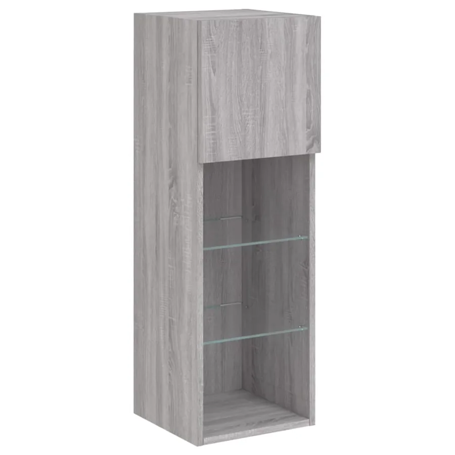 Meuble TV muraux 4 pcs avec lumières LED sonoma gris - 9
