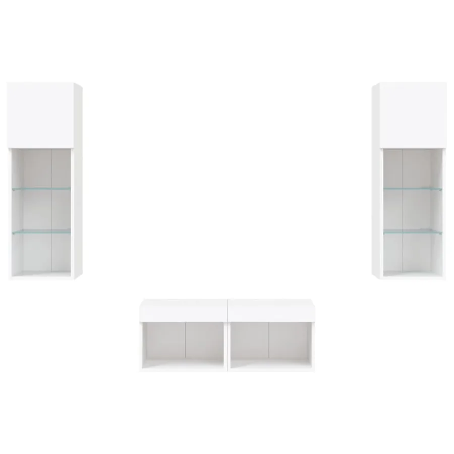 Meuble TV muraux 4 pcs avec lumières LED blanc - 7