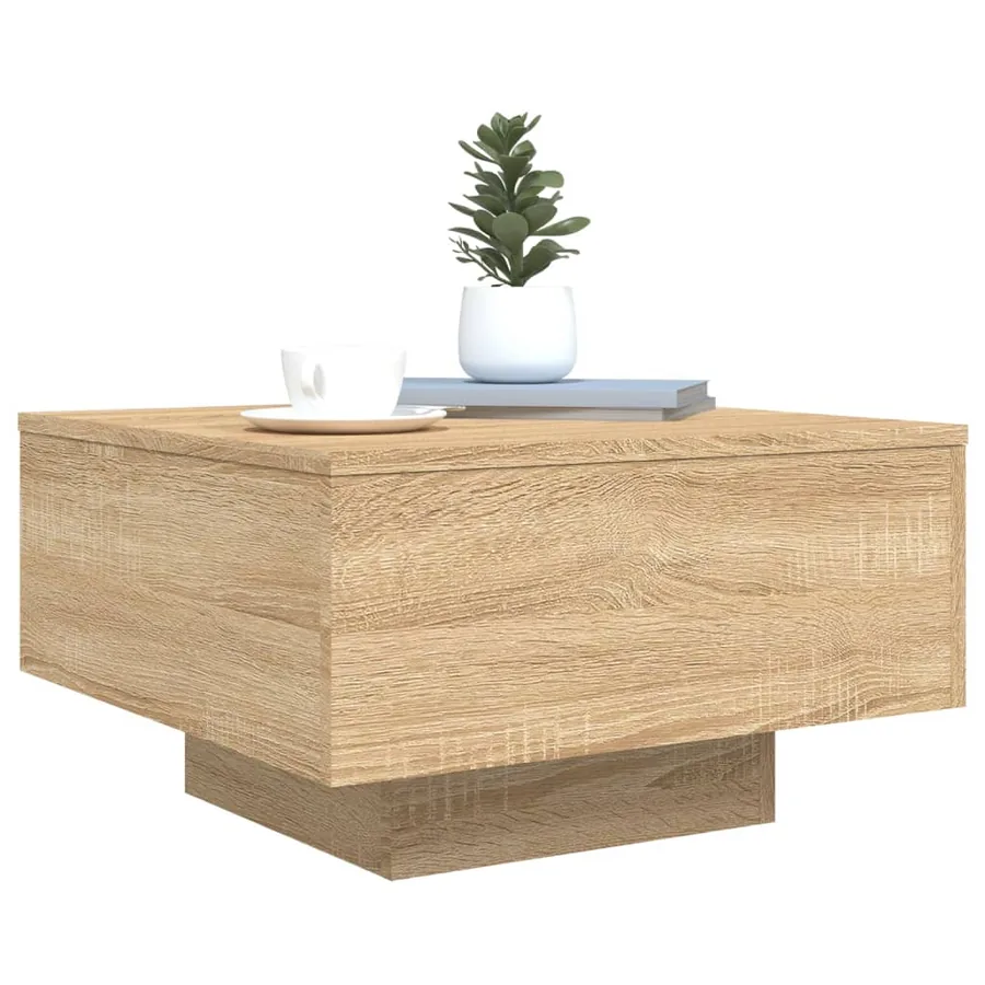 Table basse avec lumières LED chêne sonoma 55x55x31 cm - 6