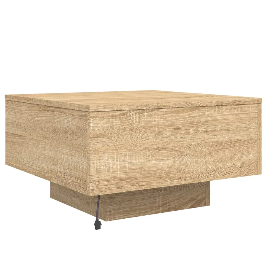 Table basse avec lumières LED chêne sonoma 55x55x31 cm - 9