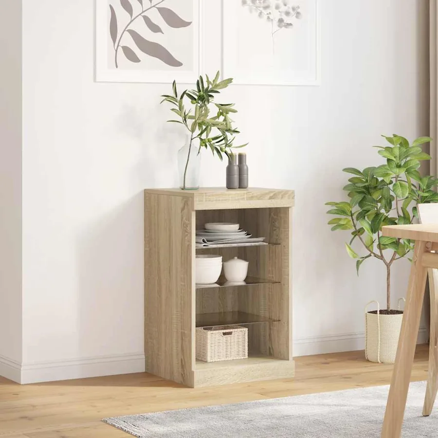 Buffet avec lumières LED chêne sonoma 41x37x67 cm
