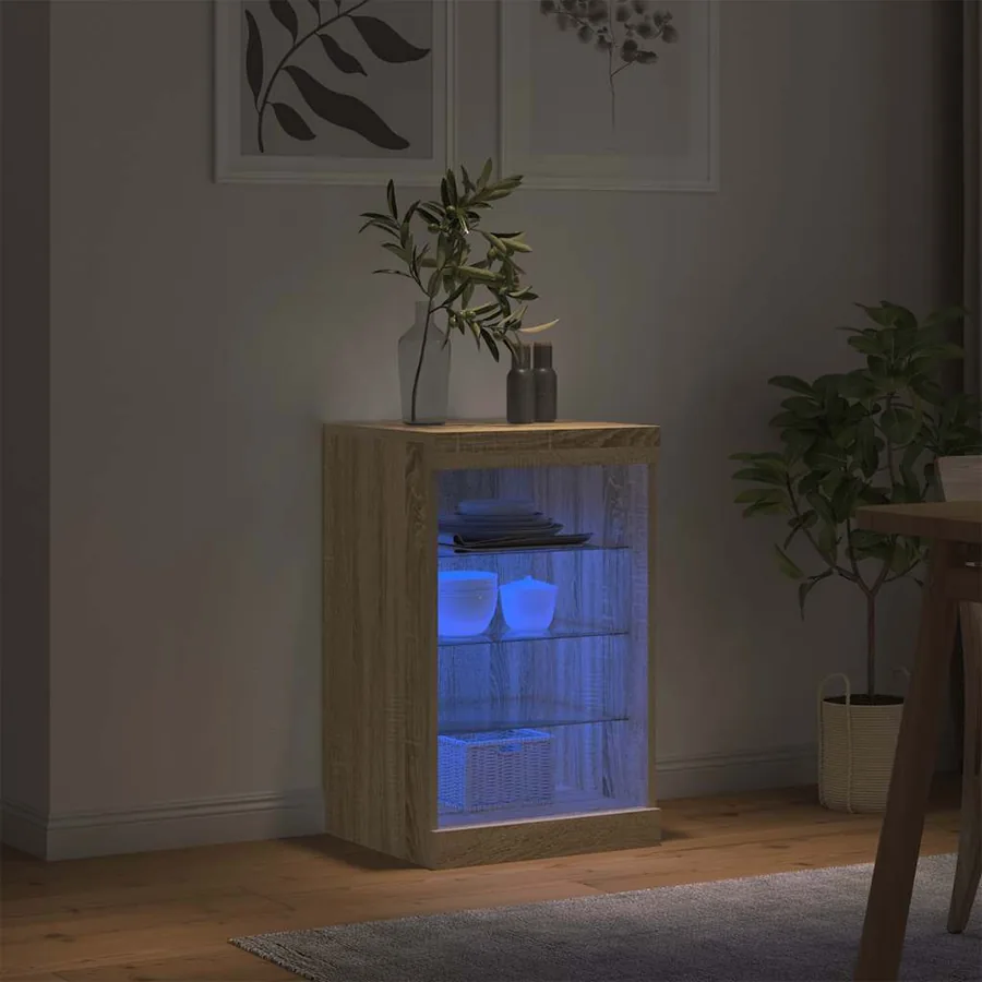 Buffet avec lumières LED chêne sonoma 41x37x67 cm - 4