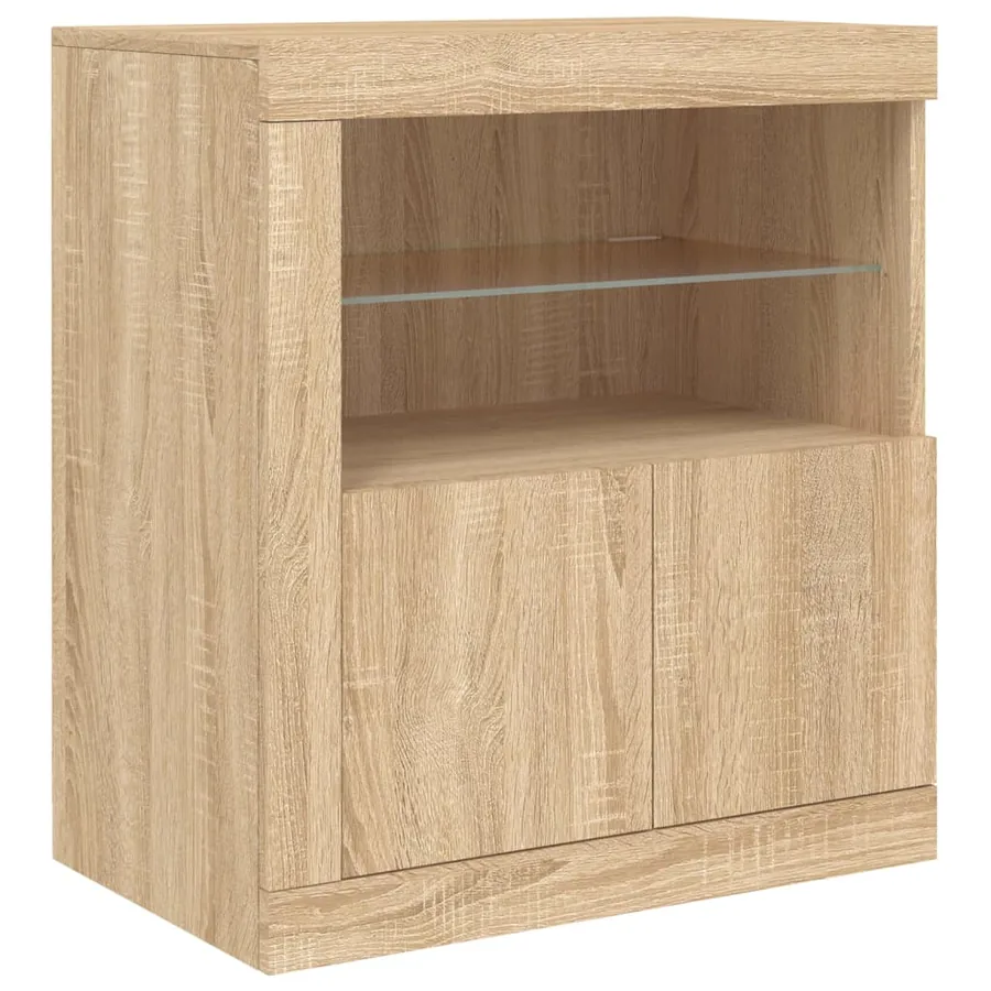 Buffet avec lumières LED chêne sonoma 162x37x67 cm - 10