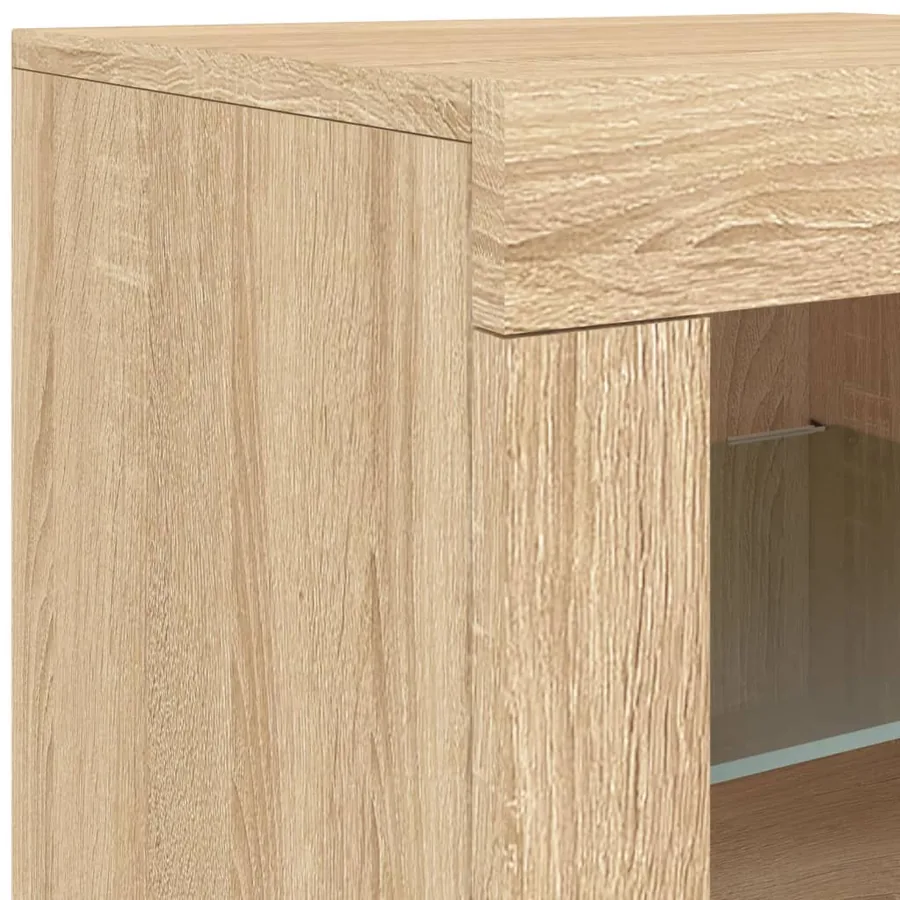 Buffet avec lumières LED chêne sonoma 162x37x67 cm - 11