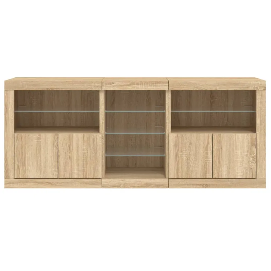 Buffet avec lumières LED chêne sonoma 162x37x67 cm - 7
