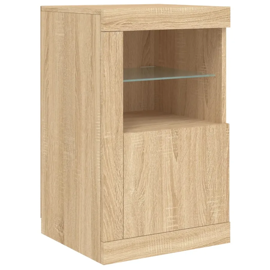 Buffet avec lumières LED chêne sonoma 164x37x67 cm - 10