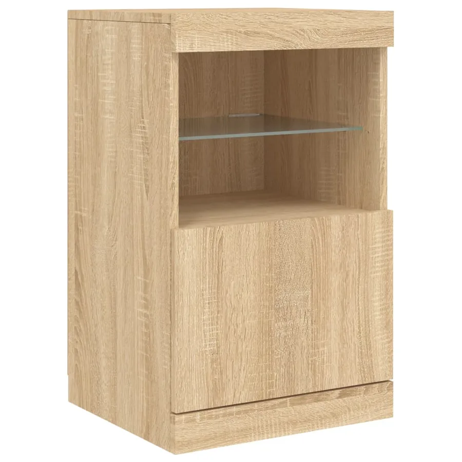 Buffet avec lumières LED chêne sonoma 164x37x67 cm - 11