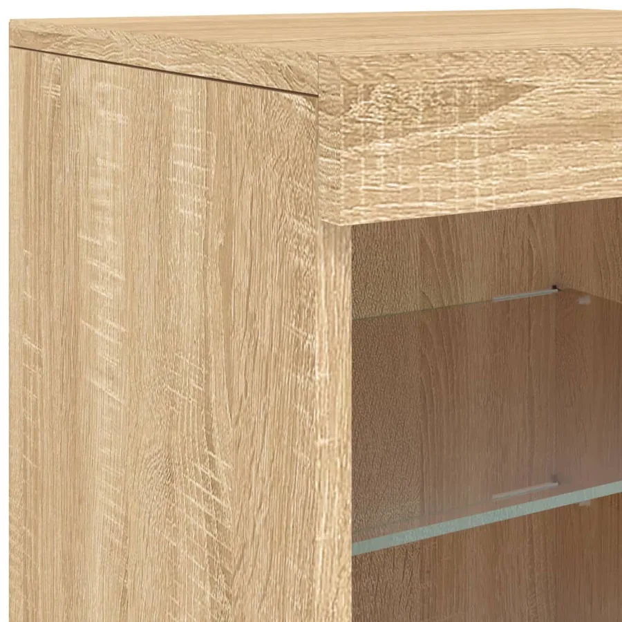 Buffet avec lumières LED chêne sonoma 164x37x67 cm - 16
