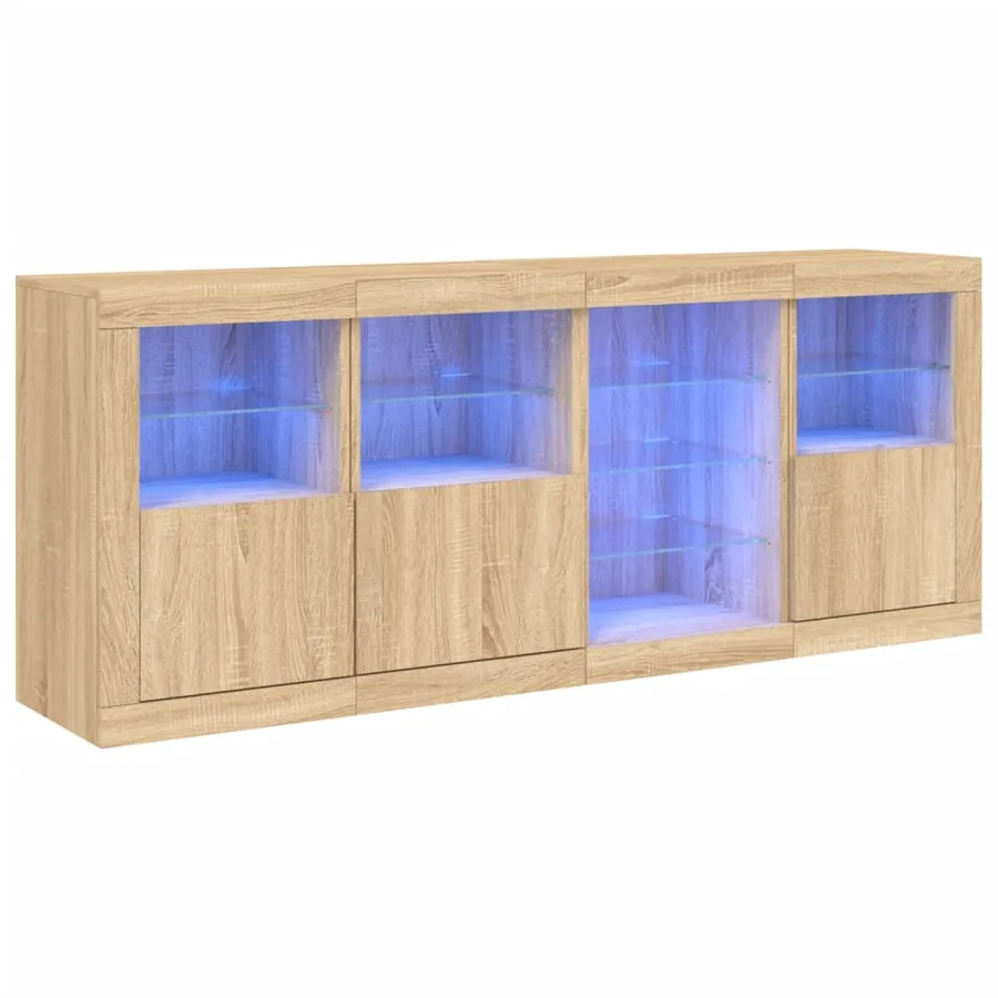Buffet avec lumières LED chêne sonoma 164x37x67 cm - 2