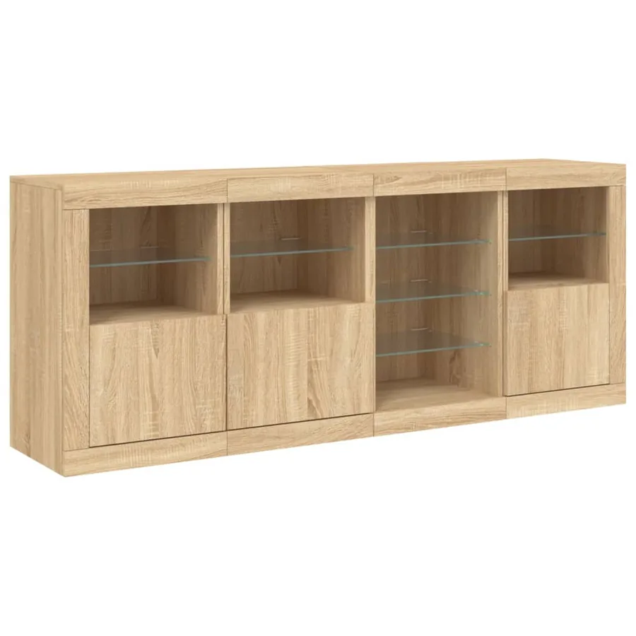 Buffet avec lumières LED chêne sonoma 164x37x67 cm - 5