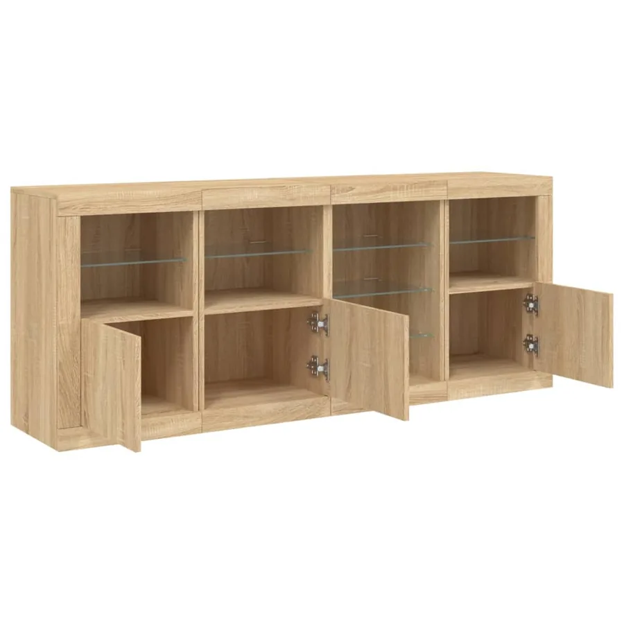 Buffet avec lumières LED chêne sonoma 164x37x67 cm - 6