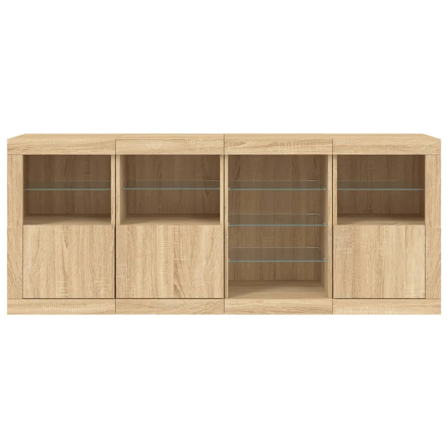 Buffet avec lumières LED chêne sonoma 164x37x67 cm - 7