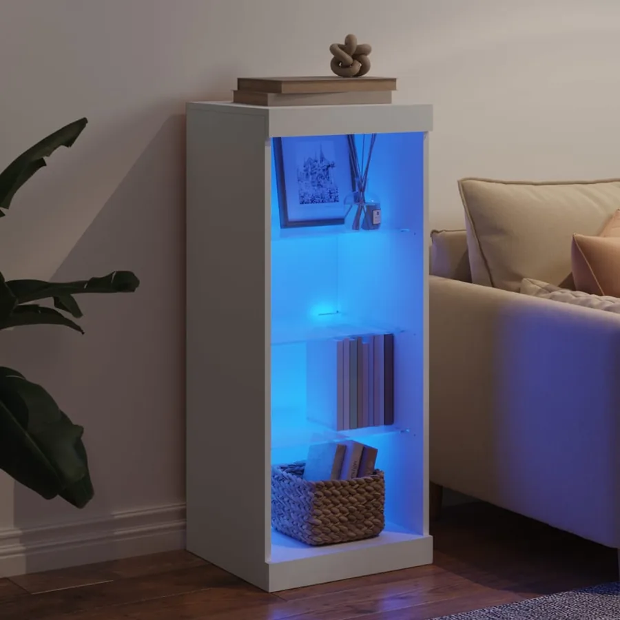 Buffet avec lumières LED blanc 41x37x100 cm - 3
