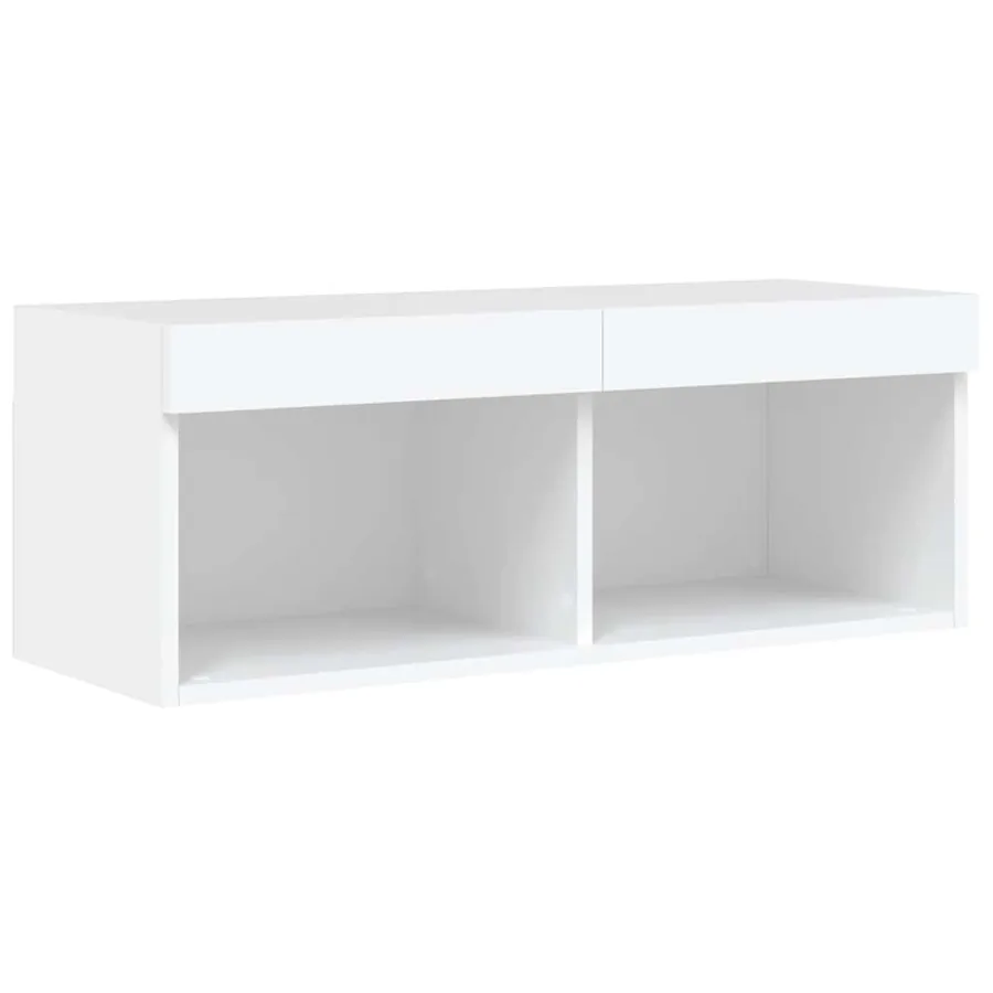 Unités murales TV avec LED 4 pcs blanc bois d'ingénierie - 10
