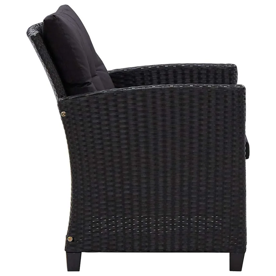 Canapés de jardin 6 pcs avec coussins Résine tressée Noir - 12