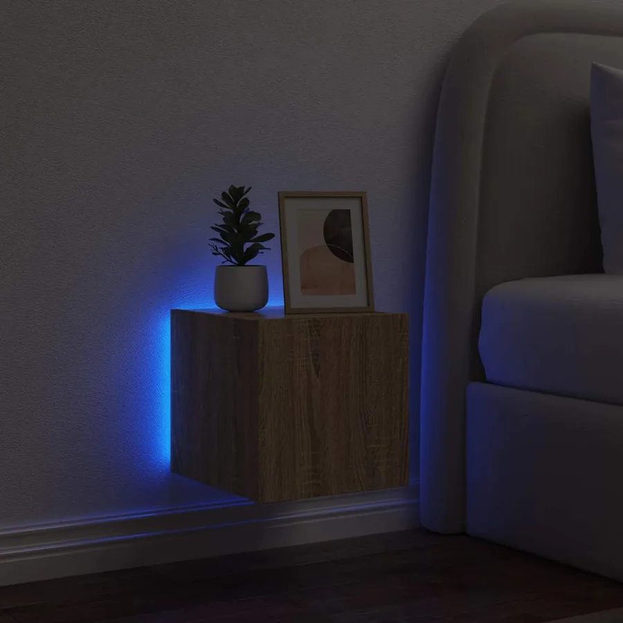 Meuble TV mural avec lumières LED chêne sonoma 30,5x35x30 cm - 4
