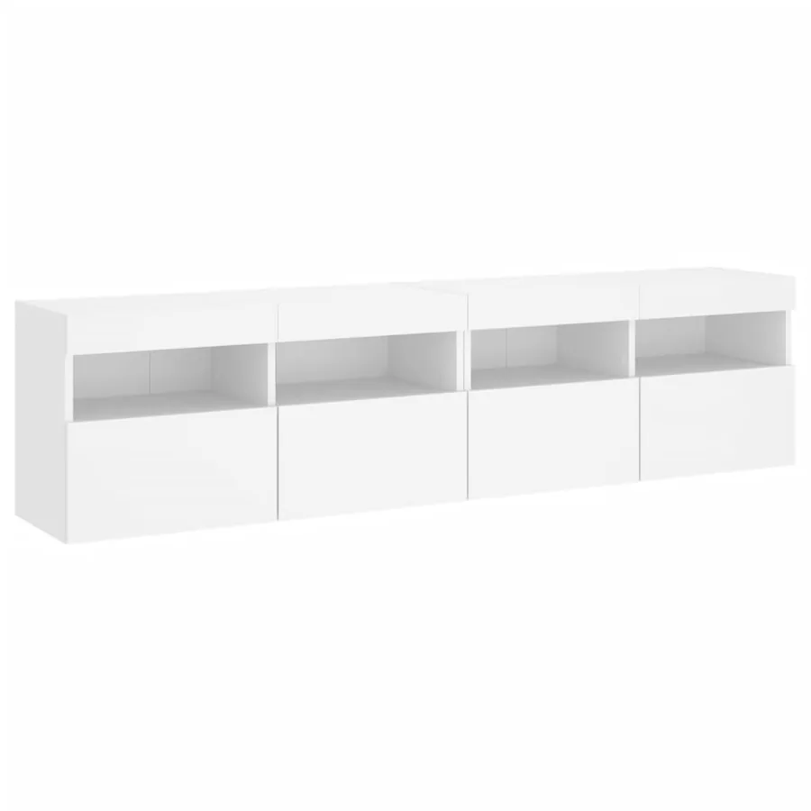 Meubles TV muraux avec lumières LED 2 pcs blanc 80x30x40 cm - 3