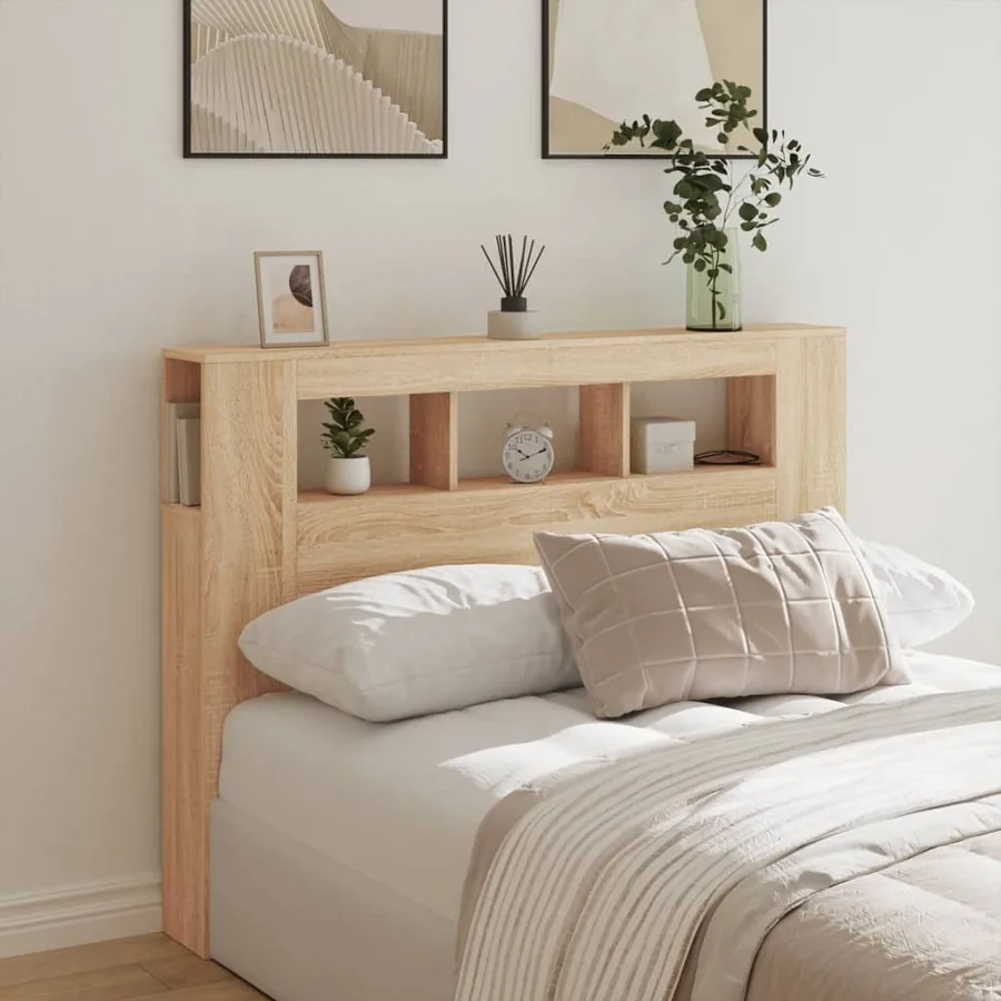 Tête de lit à LED chêne sonoma 140x18,5x103,5cm bois ingénierie - 3