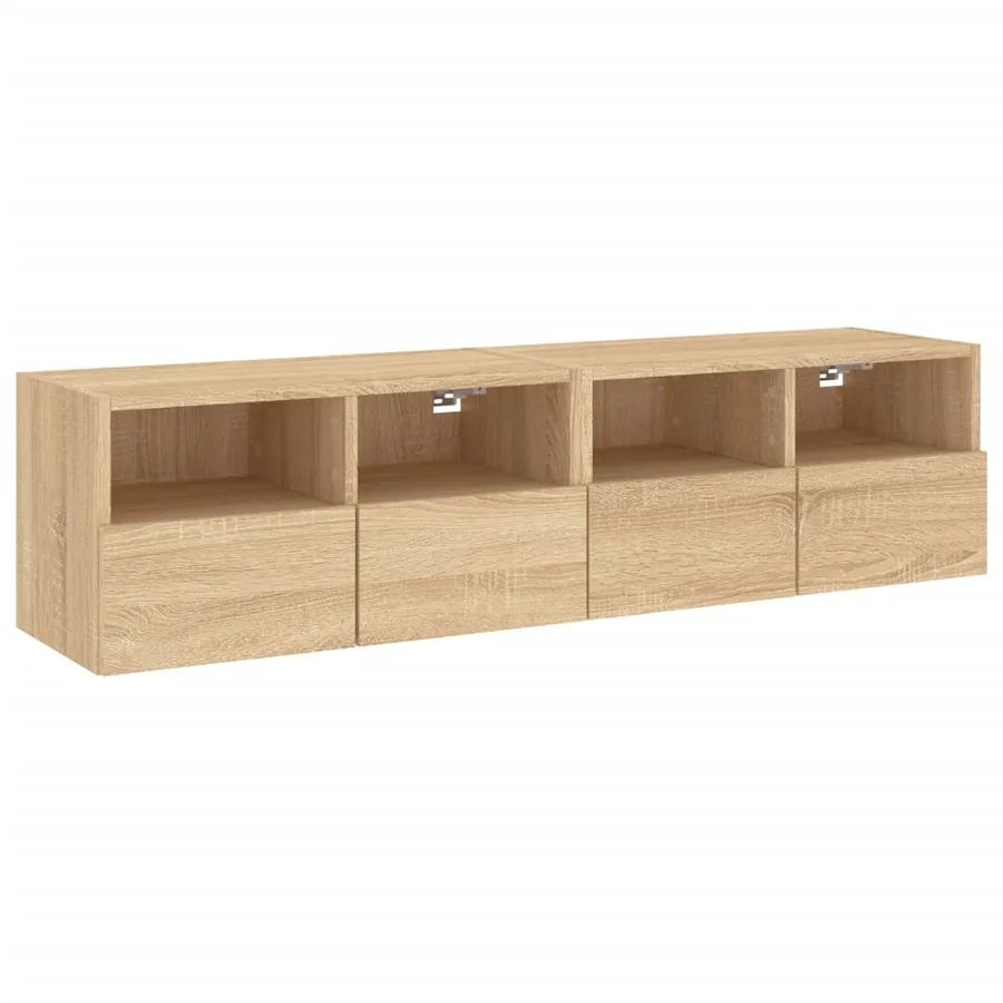 Meubles TV muraux 2 pcs chêne sonoma 60x30x30cm bois ingénierie - 2