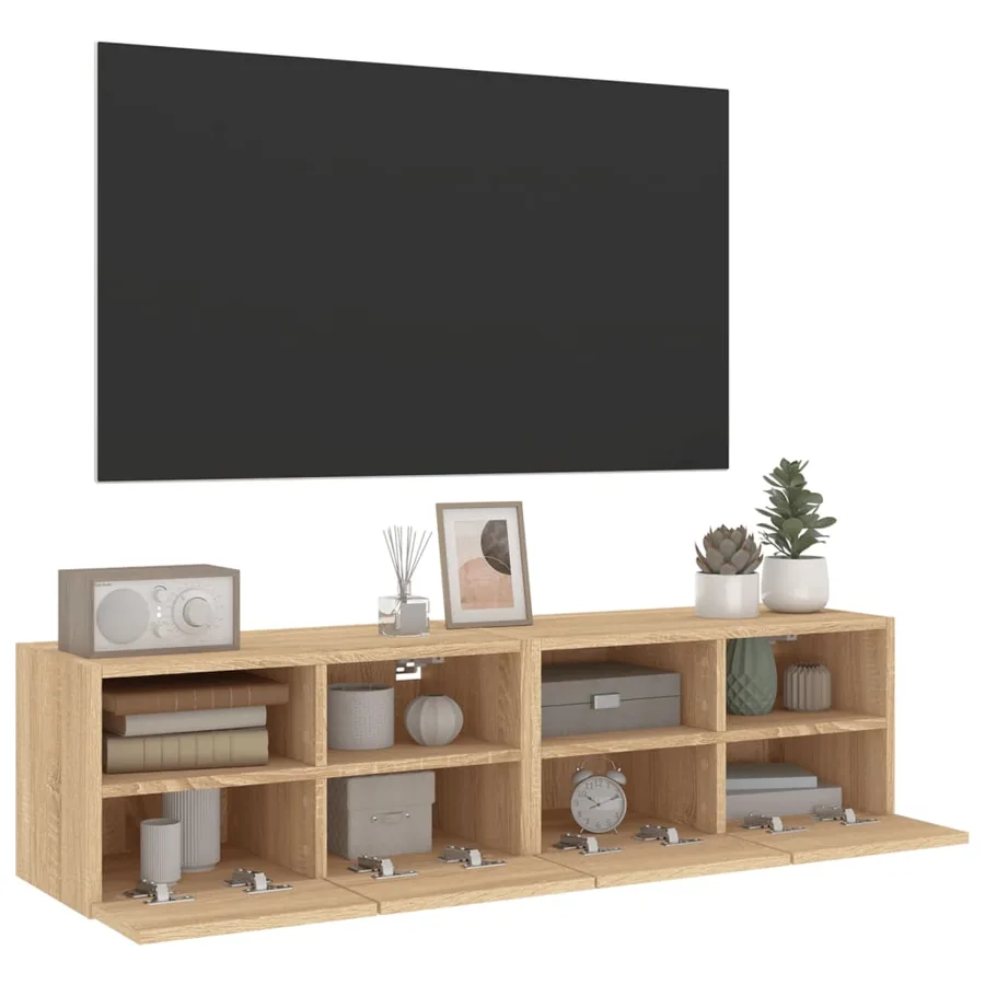 Meubles TV muraux 2 pcs chêne sonoma 60x30x30cm bois ingénierie - 5