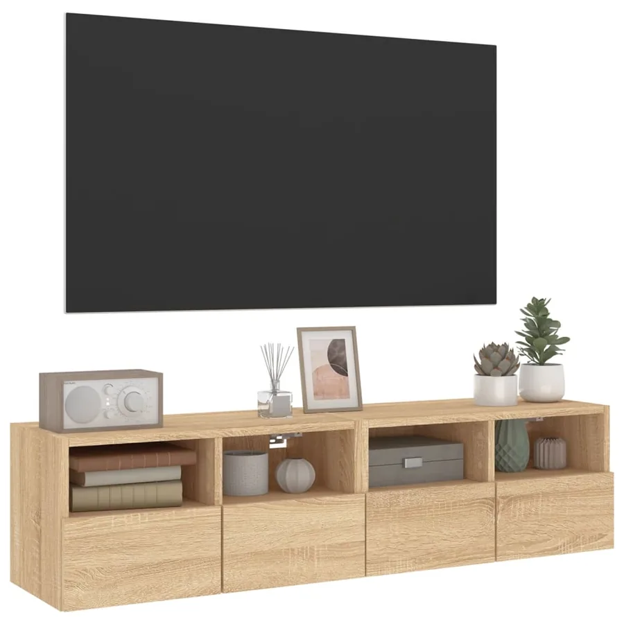 Meubles TV muraux 2 pcs chêne sonoma 60x30x30cm bois ingénierie - 6