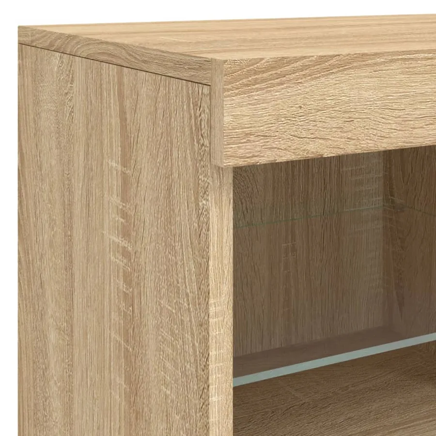 Buffet avec lumières LED chêne sonoma 283x37x67 cm - 13