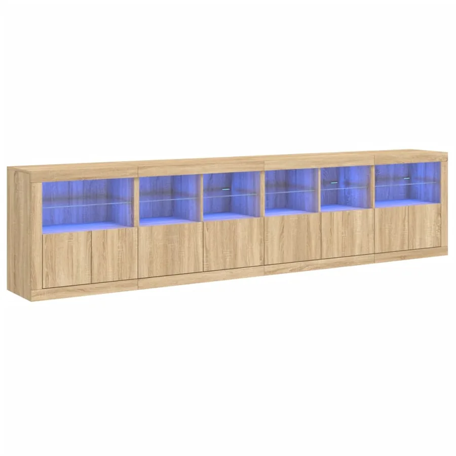 Buffet avec lumières LED chêne sonoma 283x37x67 cm - 2
