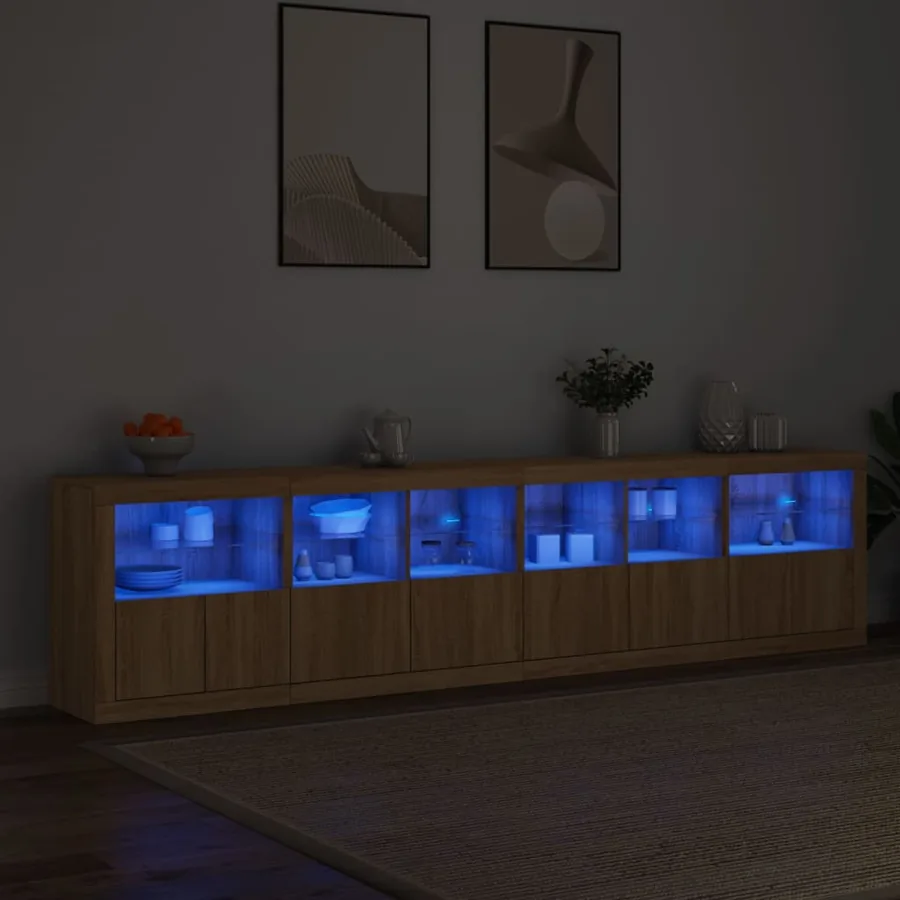 Buffet avec lumières LED chêne sonoma 283x37x67 cm - 3