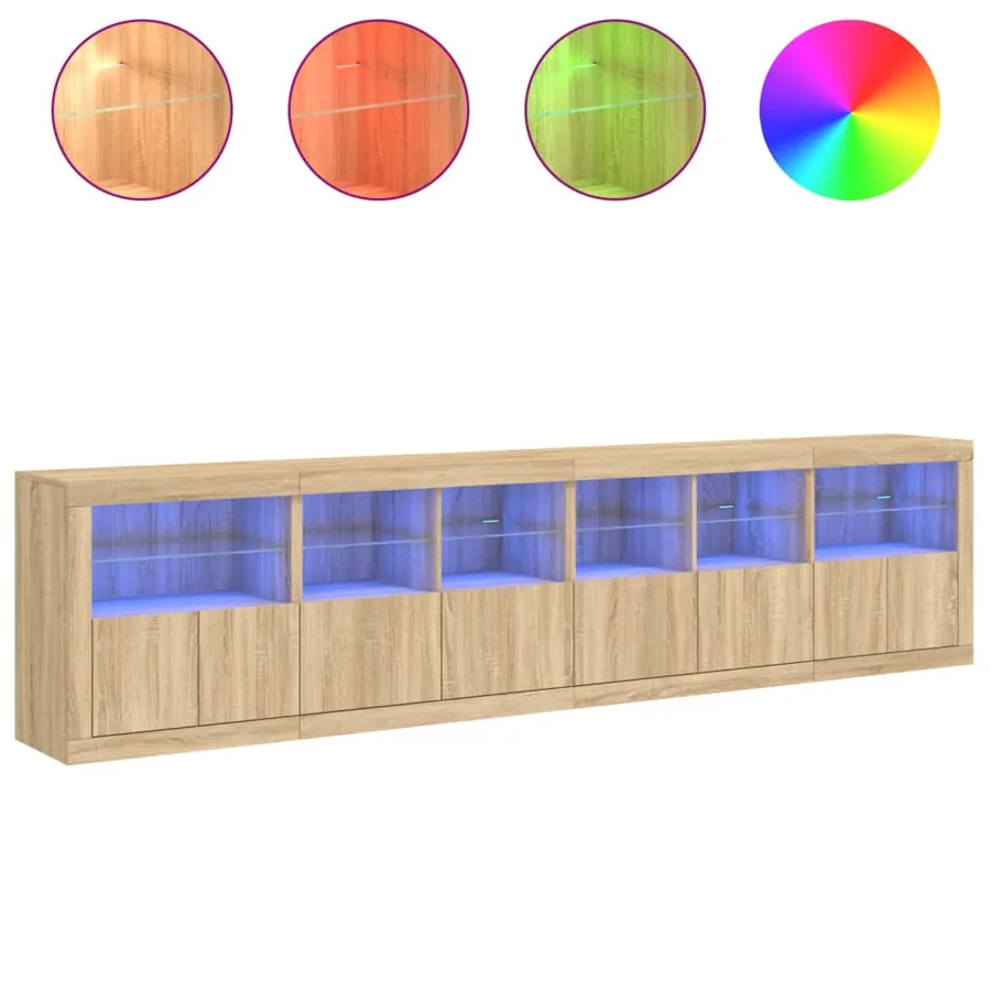 Buffet avec lumières LED chêne sonoma 283x37x67 cm - 5