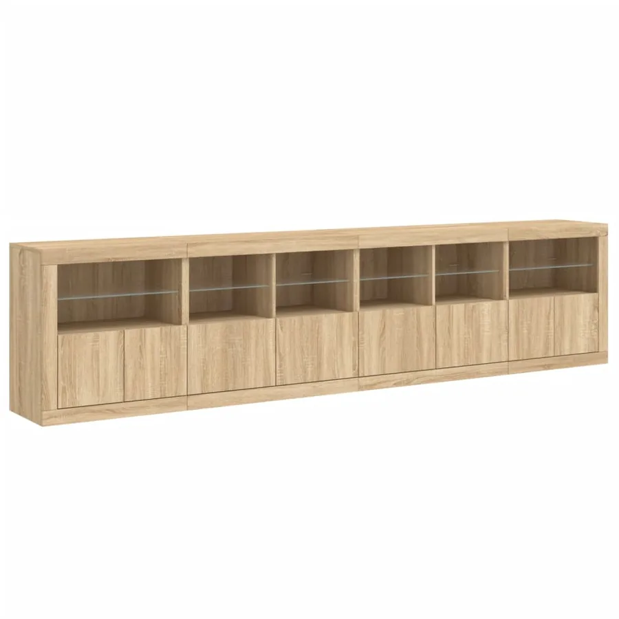Buffet avec lumières LED chêne sonoma 283x37x67 cm - 6