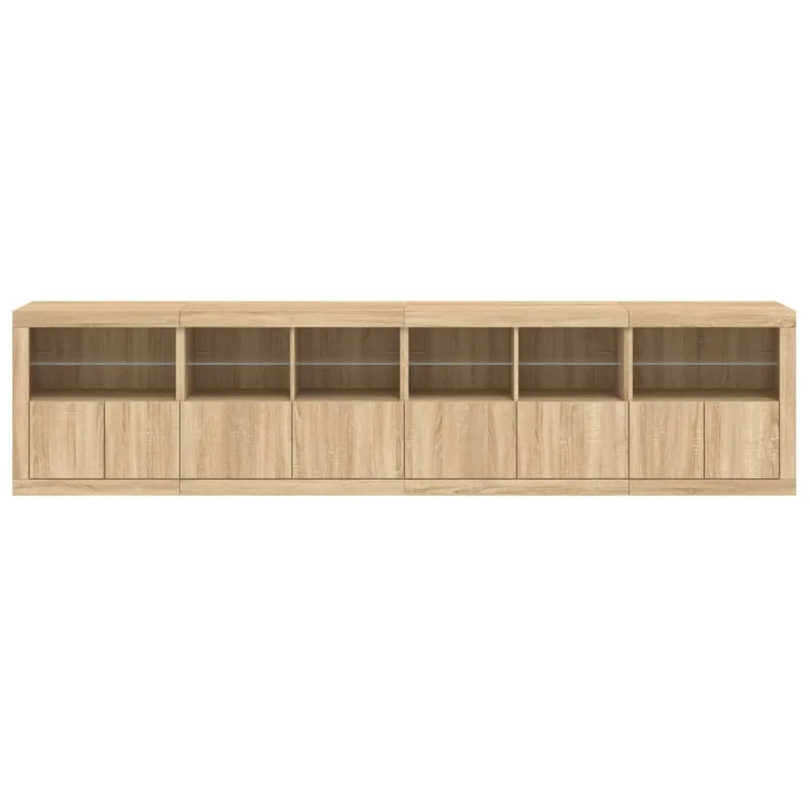 Buffet avec lumières LED chêne sonoma 283x37x67 cm - 7