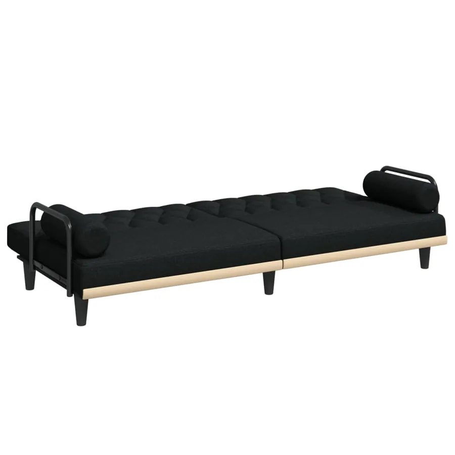 Canapé-lit avec accoudoirs noir tissu - 8