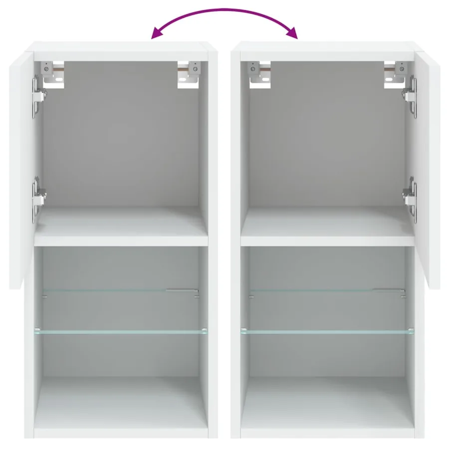 Meubles TV avec lumières LED 2 pcs blanc 30,5x30x60 cm - 12