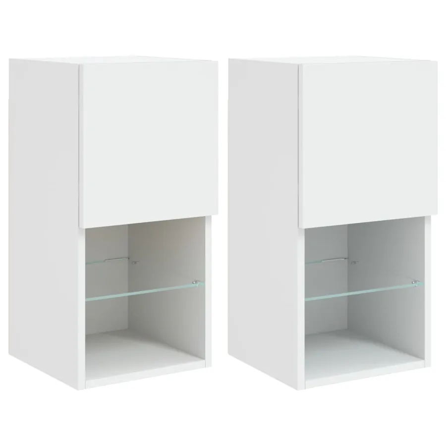 Meubles TV avec lumières LED 2 pcs blanc 30,5x30x60 cm - 2