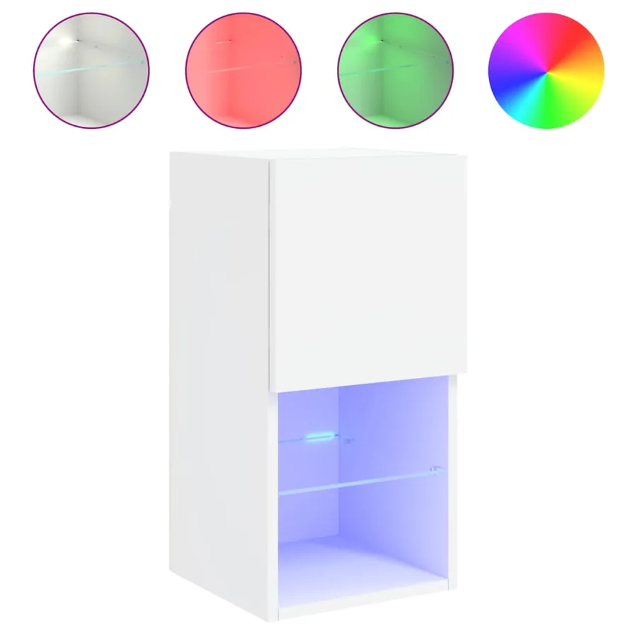 Meubles TV avec lumières LED 2 pcs blanc 30,5x30x60 cm - 6