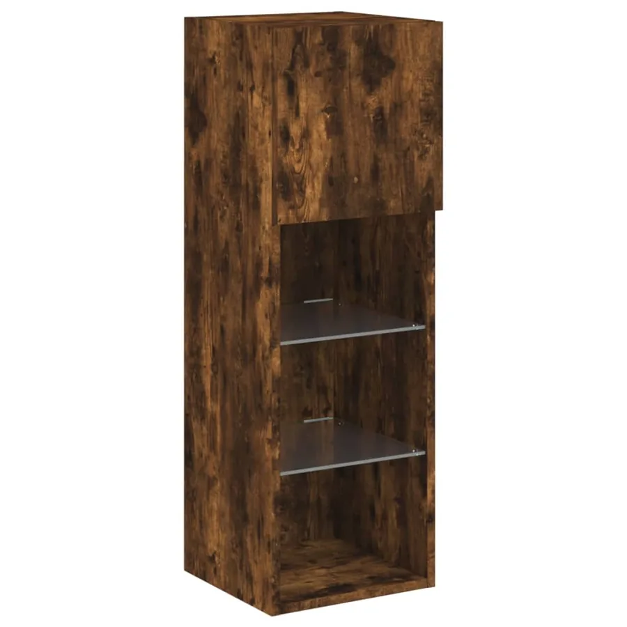 Meuble TV avec lumières LED chêne fumé 30,5x30x90 cm - 7