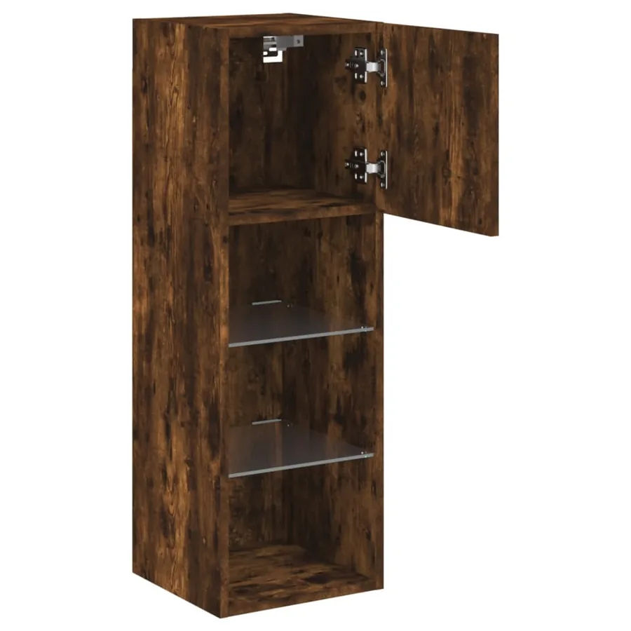 Meuble TV avec lumières LED chêne fumé 30,5x30x90 cm - 8