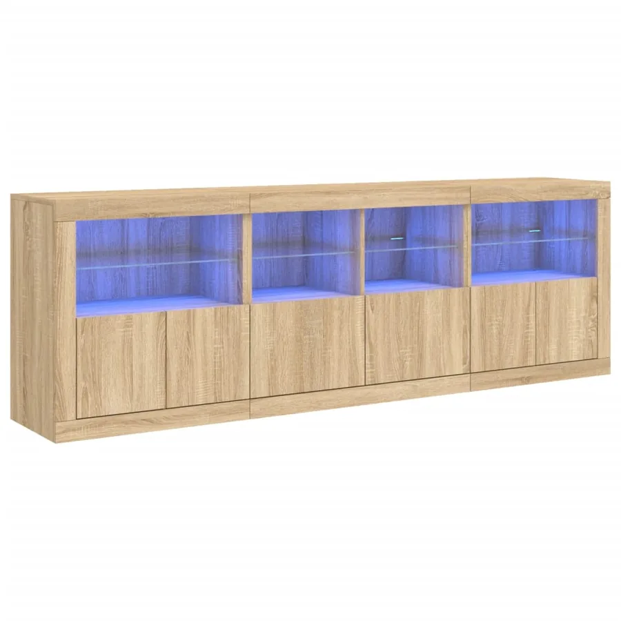 Buffet avec lumières LED chêne sonoma 202x37x67 cm - 2