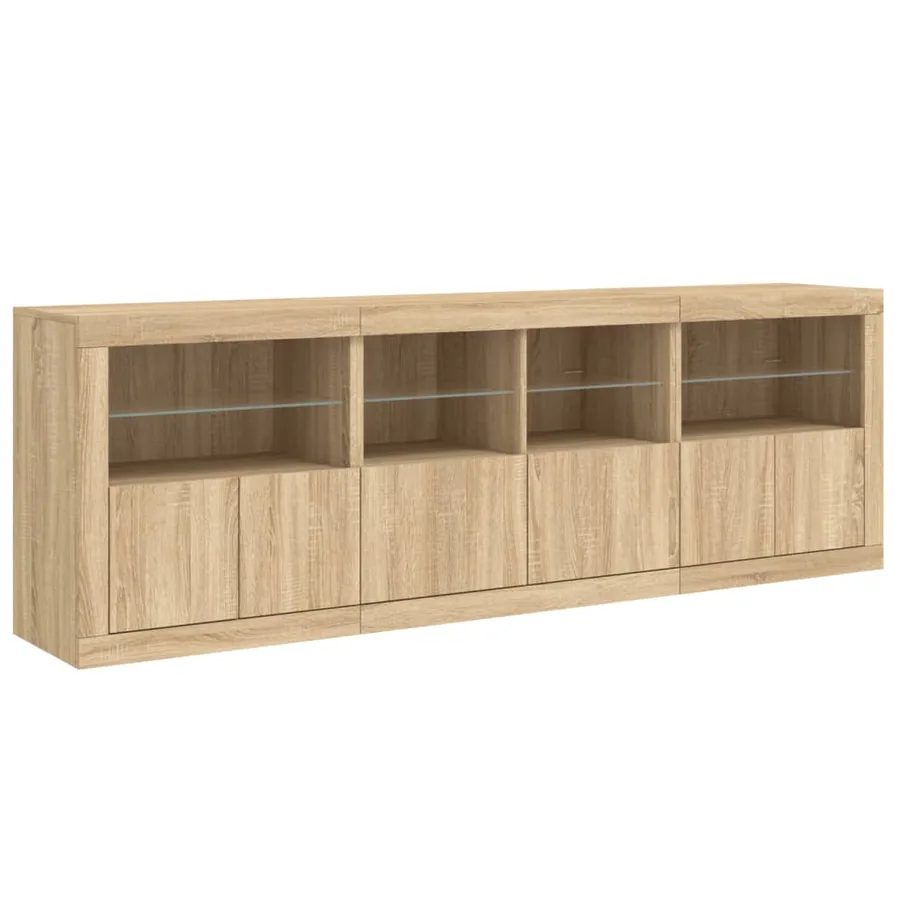 Buffet avec lumières LED chêne sonoma 202x37x67 cm - 6