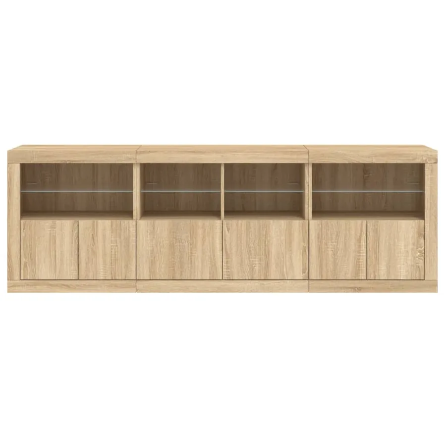 Buffet avec lumières LED chêne sonoma 202x37x67 cm - 7